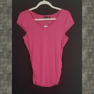 Saks 5th Ave Ruched Side Tee small Pink